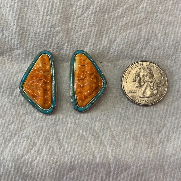 Spiny oyster/turquoise earrings - Picture 10 of 10